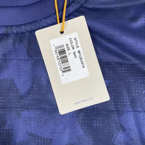 Peter Millar Pullover Mens Large Navy Crown Sport Quilted Performance Golf Shirt